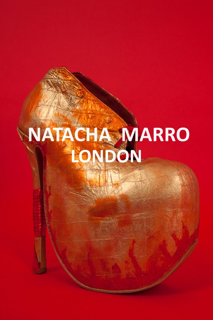 With over 20 years of experience designing and making shoes Natacha has built an enviable client list; just a small taste of which includes the likes of David Bowie, Björk, Lady Gaga, Daphne Guinness, Grace Jones, Gwen Stefani, Scarlett Johansson, Goldfrapp, Noel Fielding, Grayson Perry, Girls Aloud, Erasure and The Stereophonics.